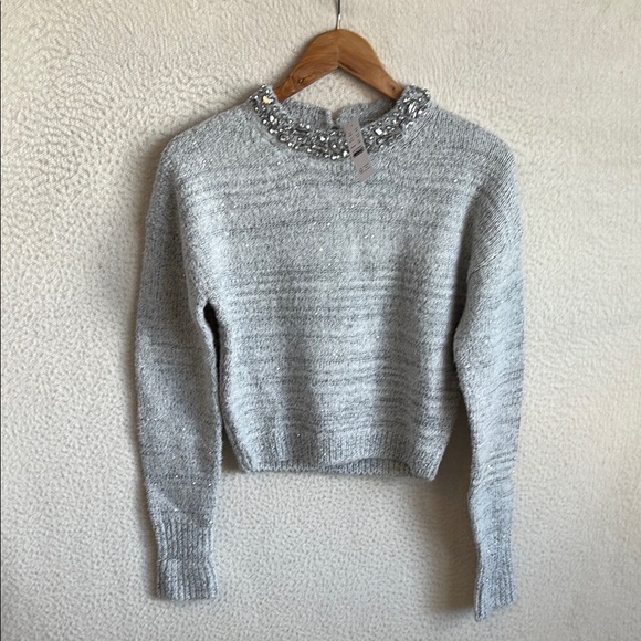 J Crew Embellished pullover sweater Womens‎ XXS Grey - Picture 2 of 13